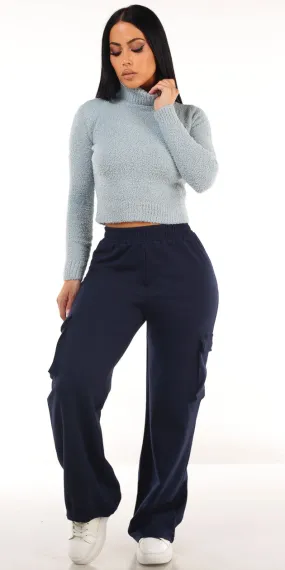 Plush Navy Cargo Pants Combo
